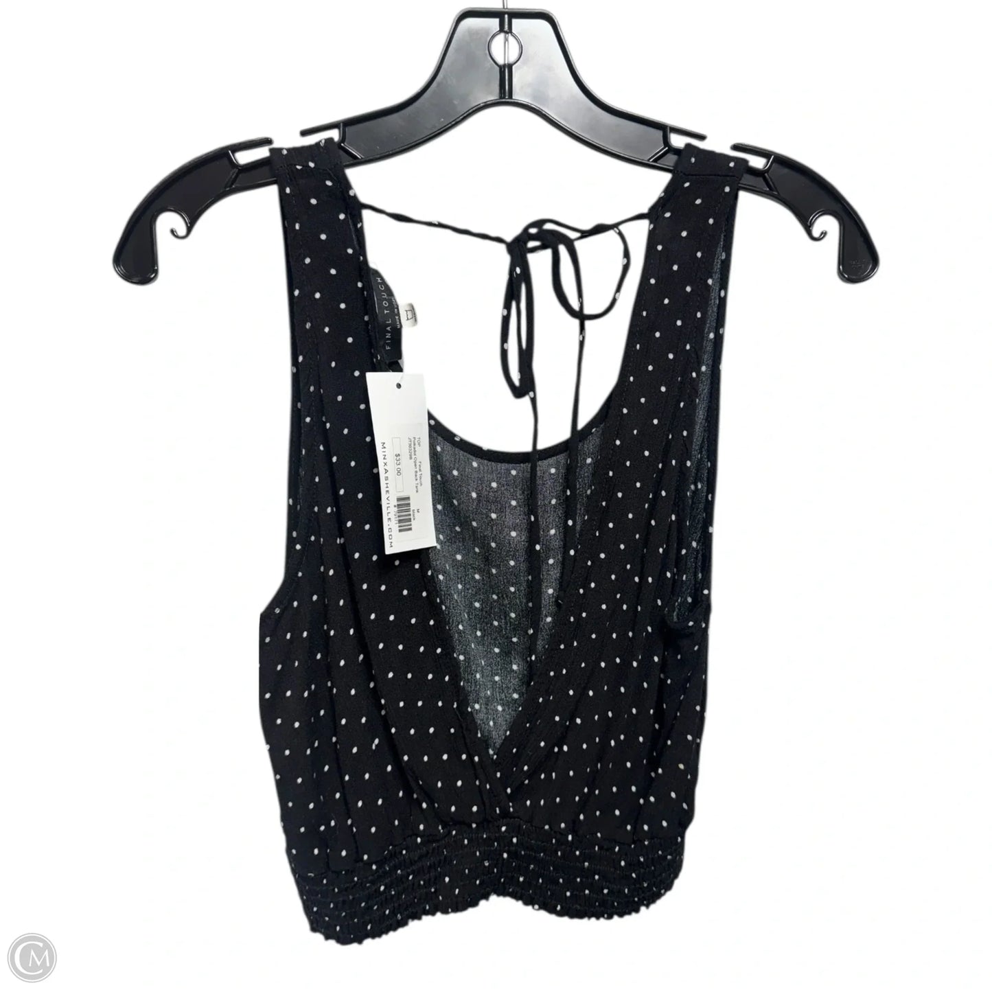 Cropped Tie Back Tank Top By Final Touch In Polkadot Pattern, Size: M