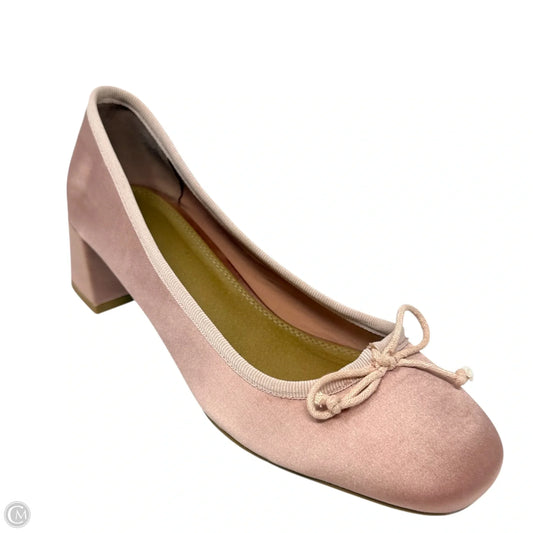 Steffie Bow Detail Mid Block Heeled Shoes By Asos In Blush Satin, Size: 7