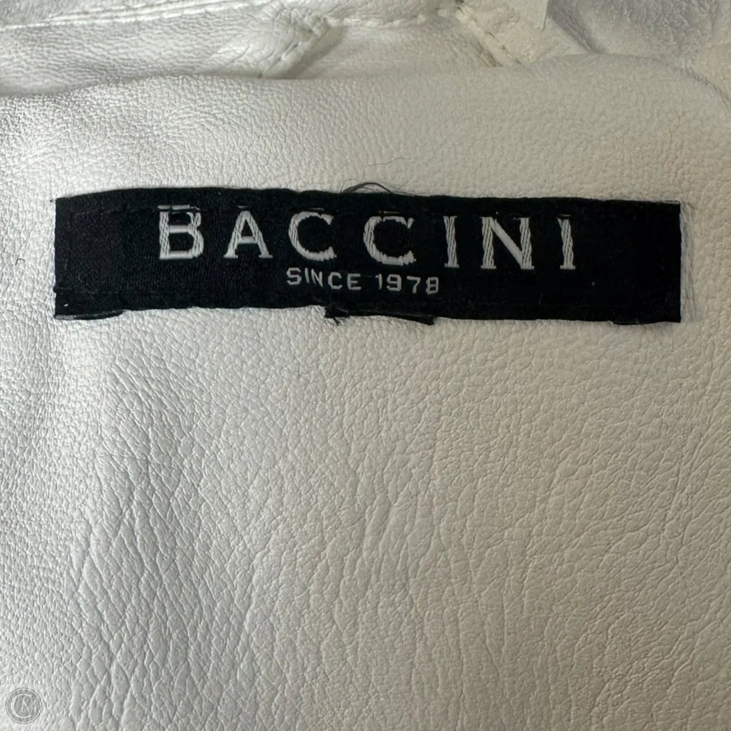 Faux Leather Jacket Moto By Baccini In White, Size: M