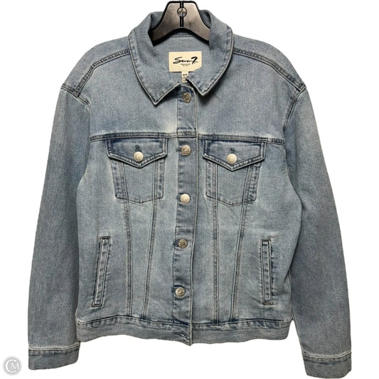 Denim Trucker Jacket By Seven 7 In Blue Denim, Size: M