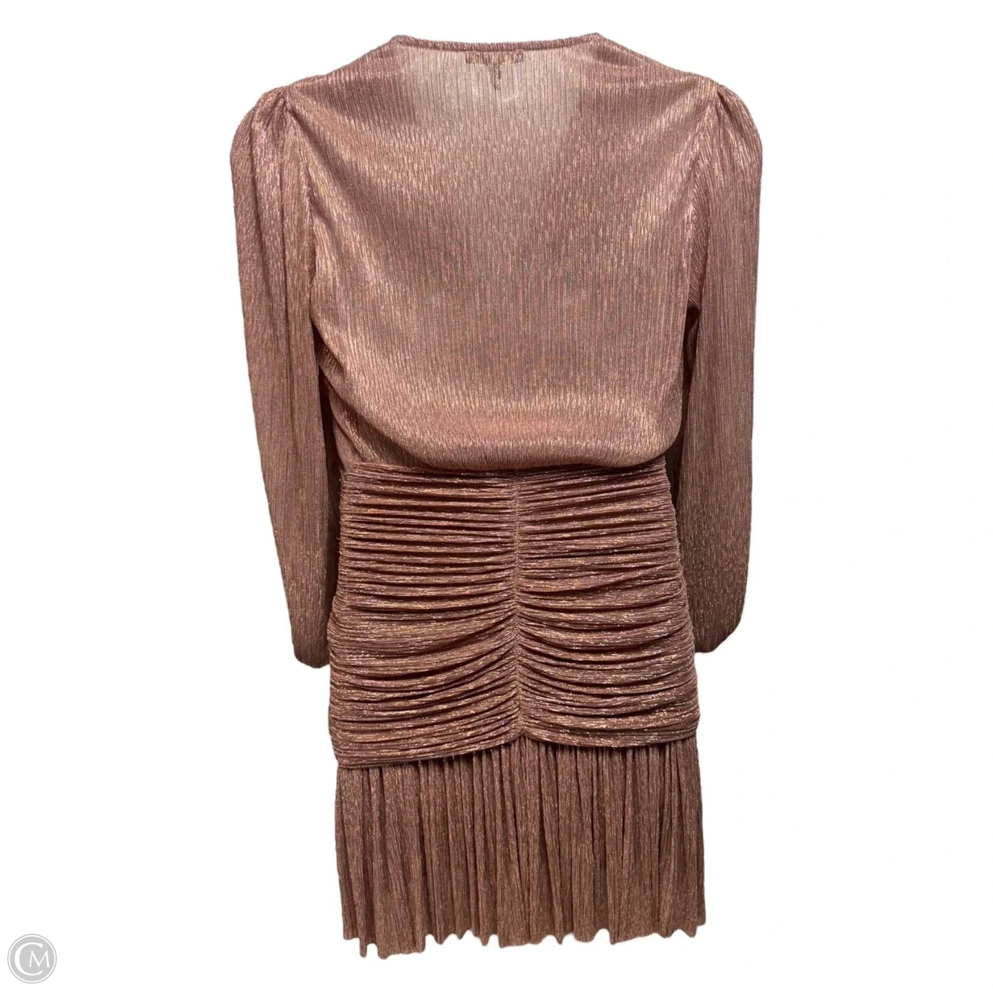 Fully Lamé Ruched Dress By Maje In Copper, Size: 10