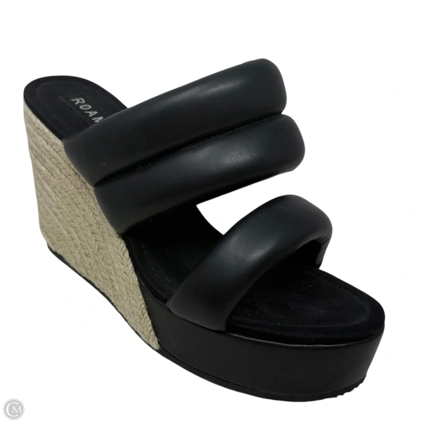 Strata Wedge Puffy Vegan Leather Platform Sandals By Roam In Black, Size: US 10/EU 41