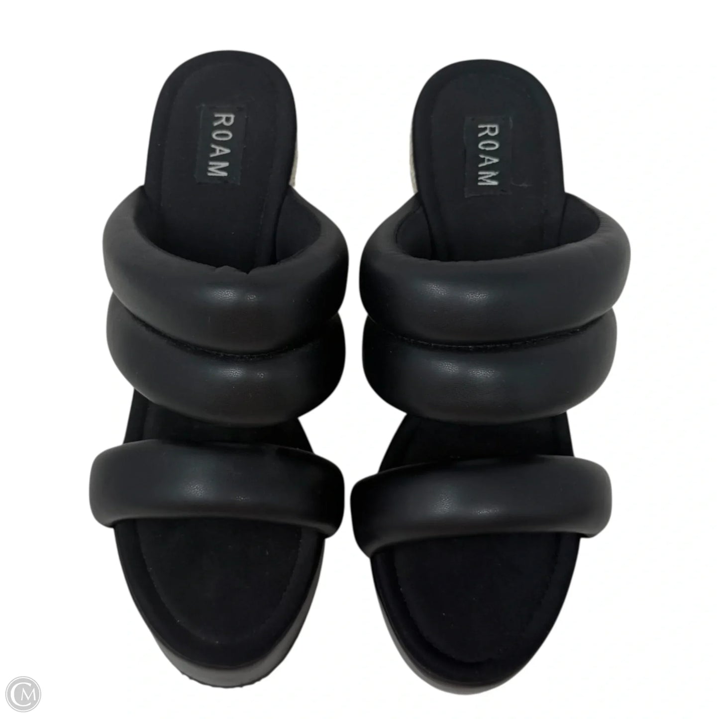 Strata Wedge Puffy Vegan Leather Platform Sandals By Roam In Black, Size: US 10/EU 41
