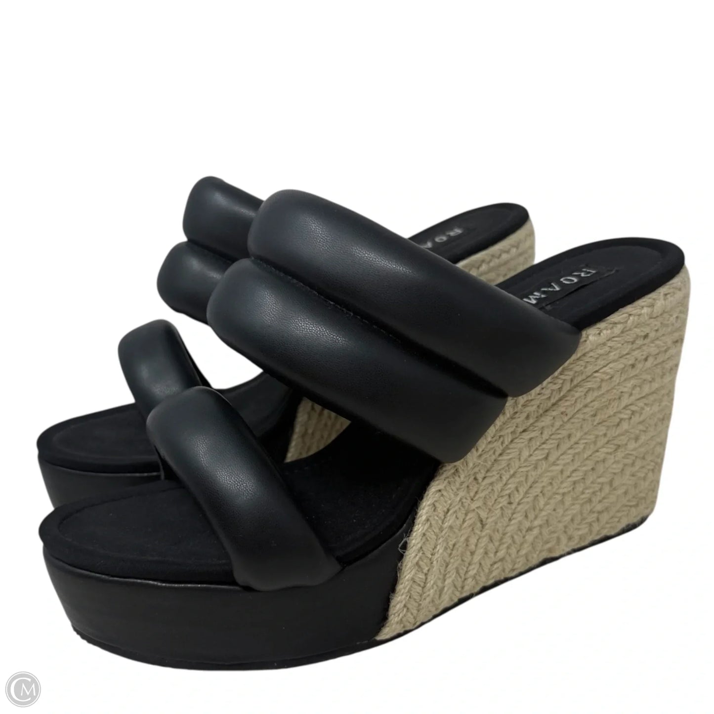 Strata Wedge Puffy Vegan Leather Platform Sandals By Roam In Black, Size: US 10/EU 41