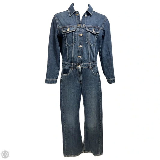 Bootcut Jumpsuit By Zara In Blue Denim, Size: M