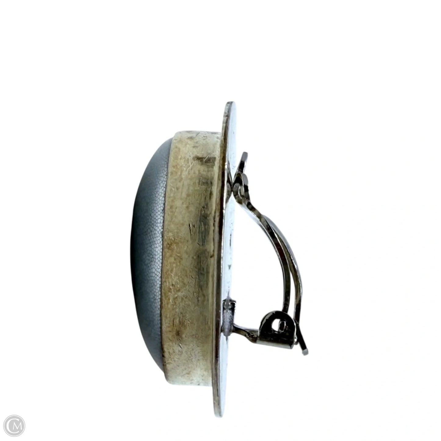 Blue Cat’s Eye Glass & Sterling Silver Clip Earrings