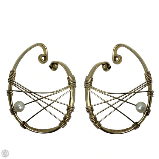 14K Gold Filled & Pearl Hooker Hoop Earrings By Barbara Barnet