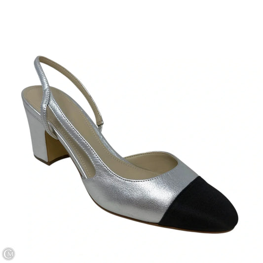 Laglie Slingback Heels By Marc Fisher In Black & Silver, Size: 9