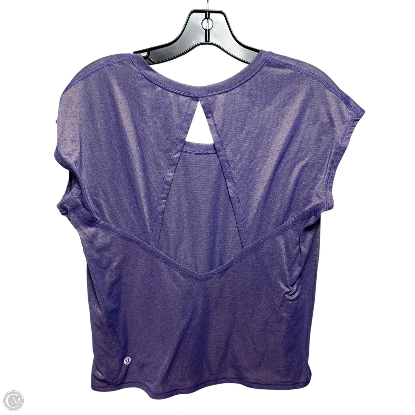 Metallic Athletic Top Short Sleeve By Lululemon In Purple, Size: 4
