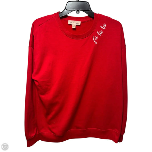 Top Long Sleeve By Philosophy In Red, Size: L