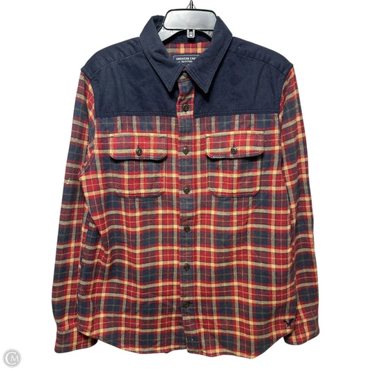 Top Long Sleeve By American Eagle In Plaid Pattern, Size: L