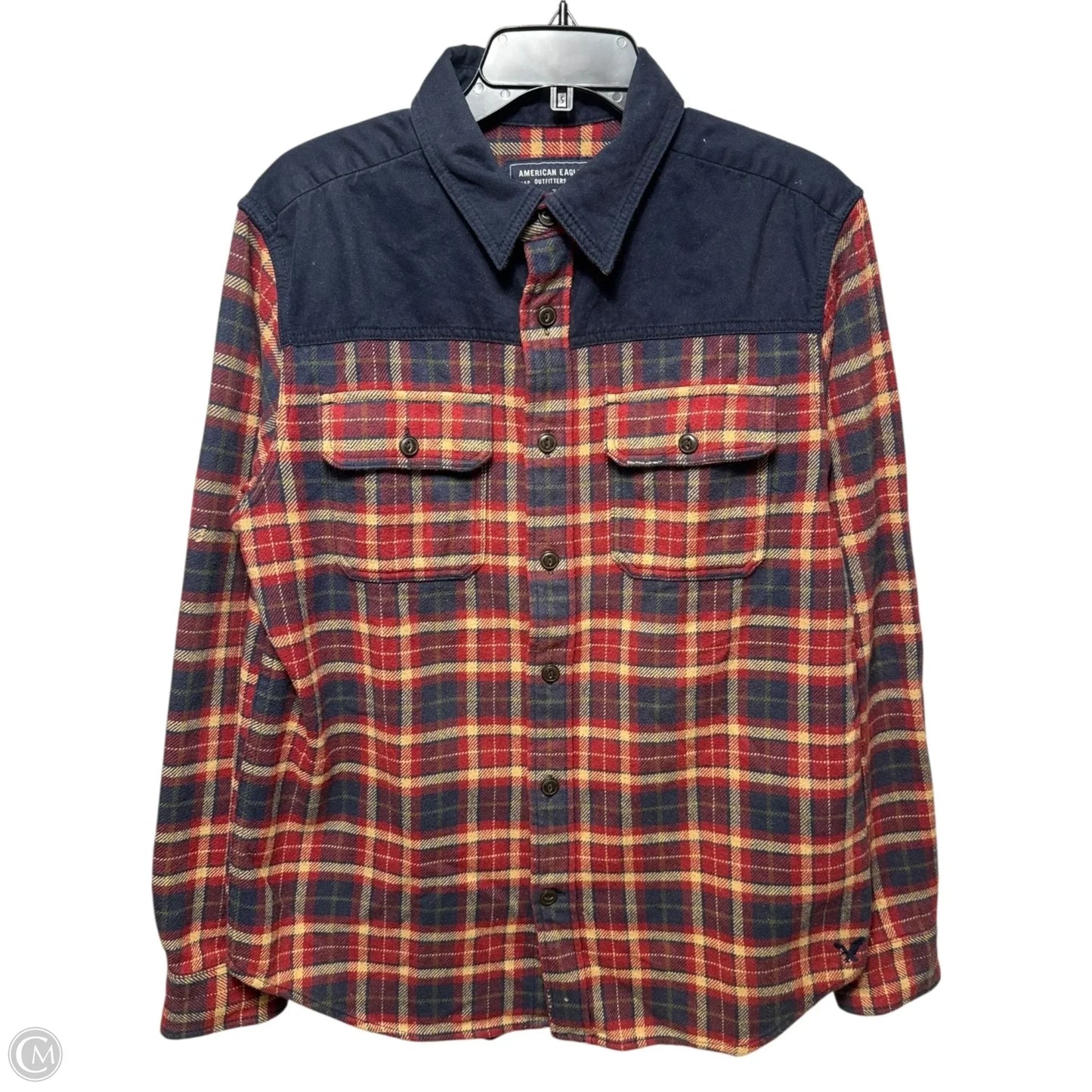 Top Long Sleeve By American Eagle In Plaid Pattern, Size: L