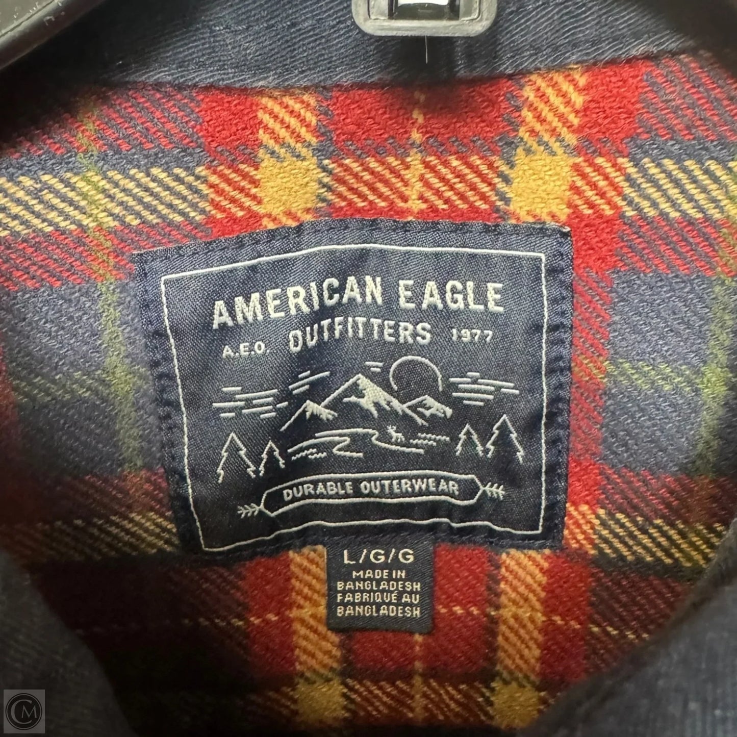 Top Long Sleeve By American Eagle In Plaid Pattern, Size: L