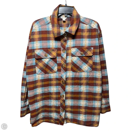 Top Long Sleeve By Cato In Plaid Pattern, Size: Xl