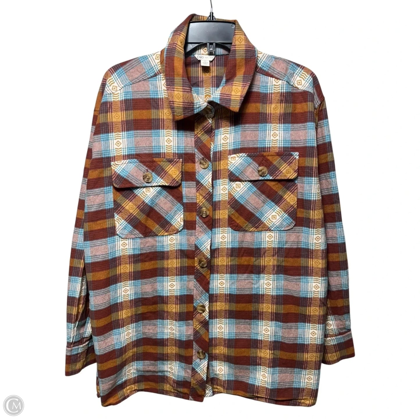 Top Long Sleeve By Cato In Plaid Pattern, Size: Xl