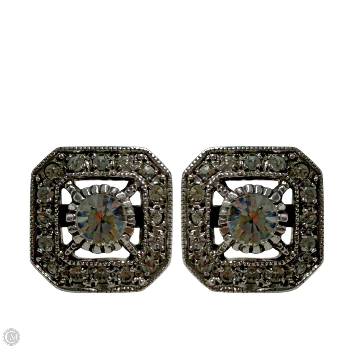 Sterling Silver & Crystal Halo Stud Earrings