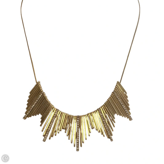 Art Deco Gold Tone with Rhinestones Bib Necklace