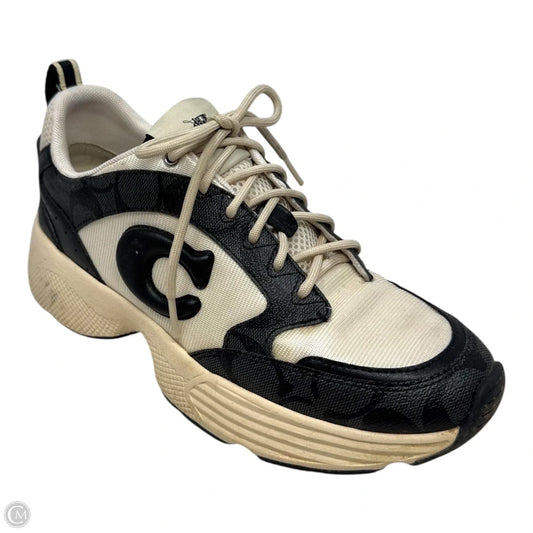Strider Sneaker Shoes Designer By Coach In Black & Cream, Size: 7.5