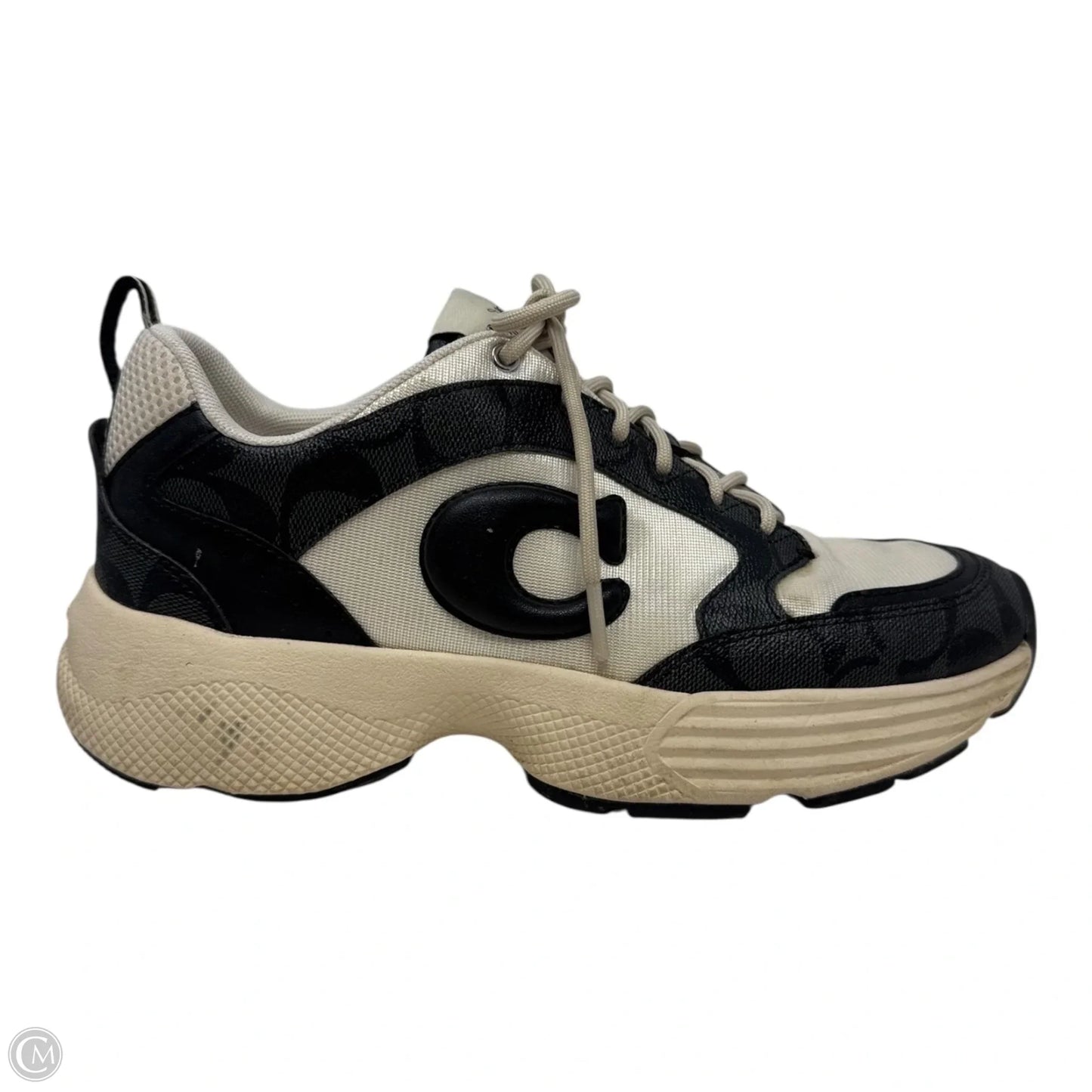 Strider Sneaker Shoes Designer By Coach In Black & Cream, Size: 7.5