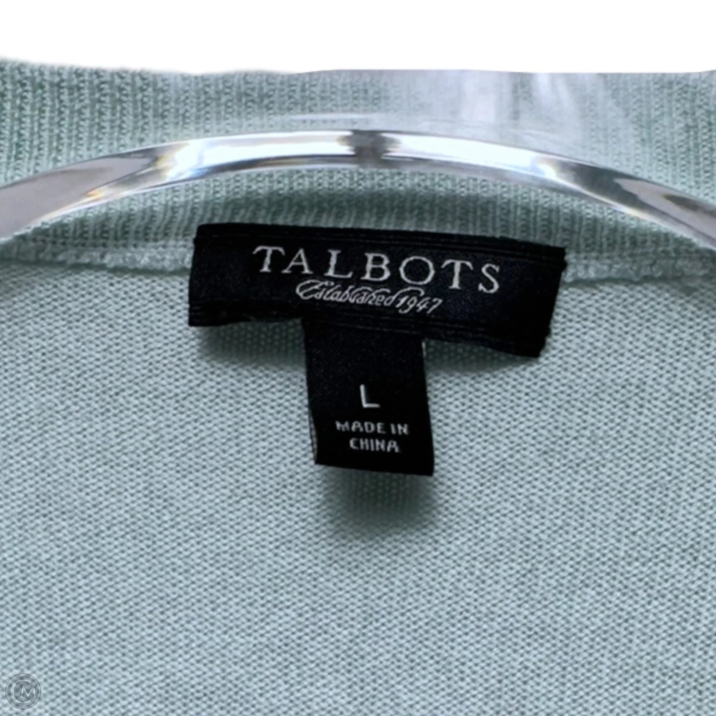 Silk-Cotton Blend Sweater Cardigan By Talbots In Aqua, Size: L