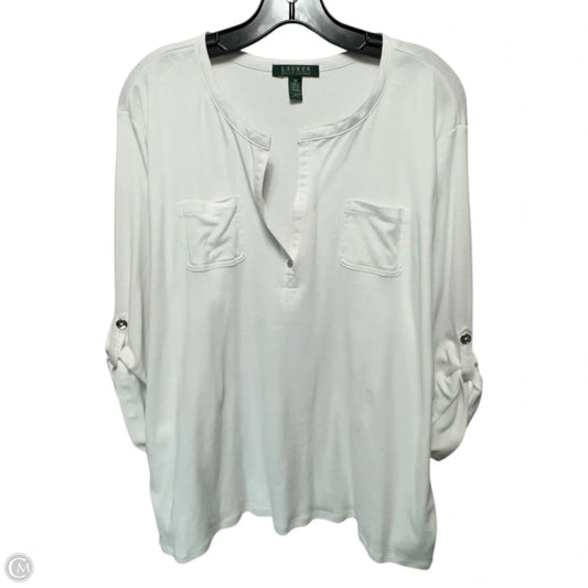 Top Short Sleeve By Lauren By Ralph Lauren In White, Size: 3x