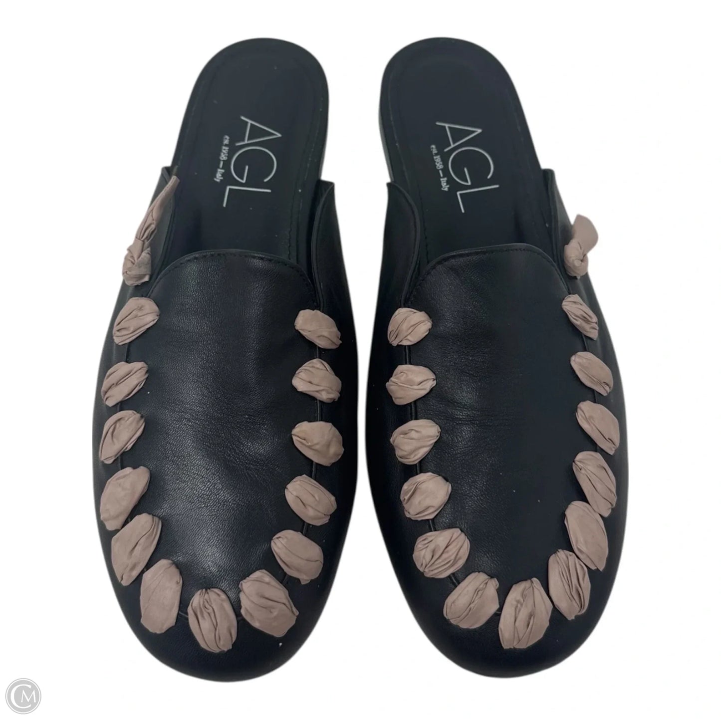 Ribbon Mules Shoes Flats By Agl In Black, Size: 8.5