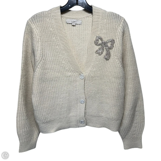 Sweater Cardigan By Loft In Cream, Size: M