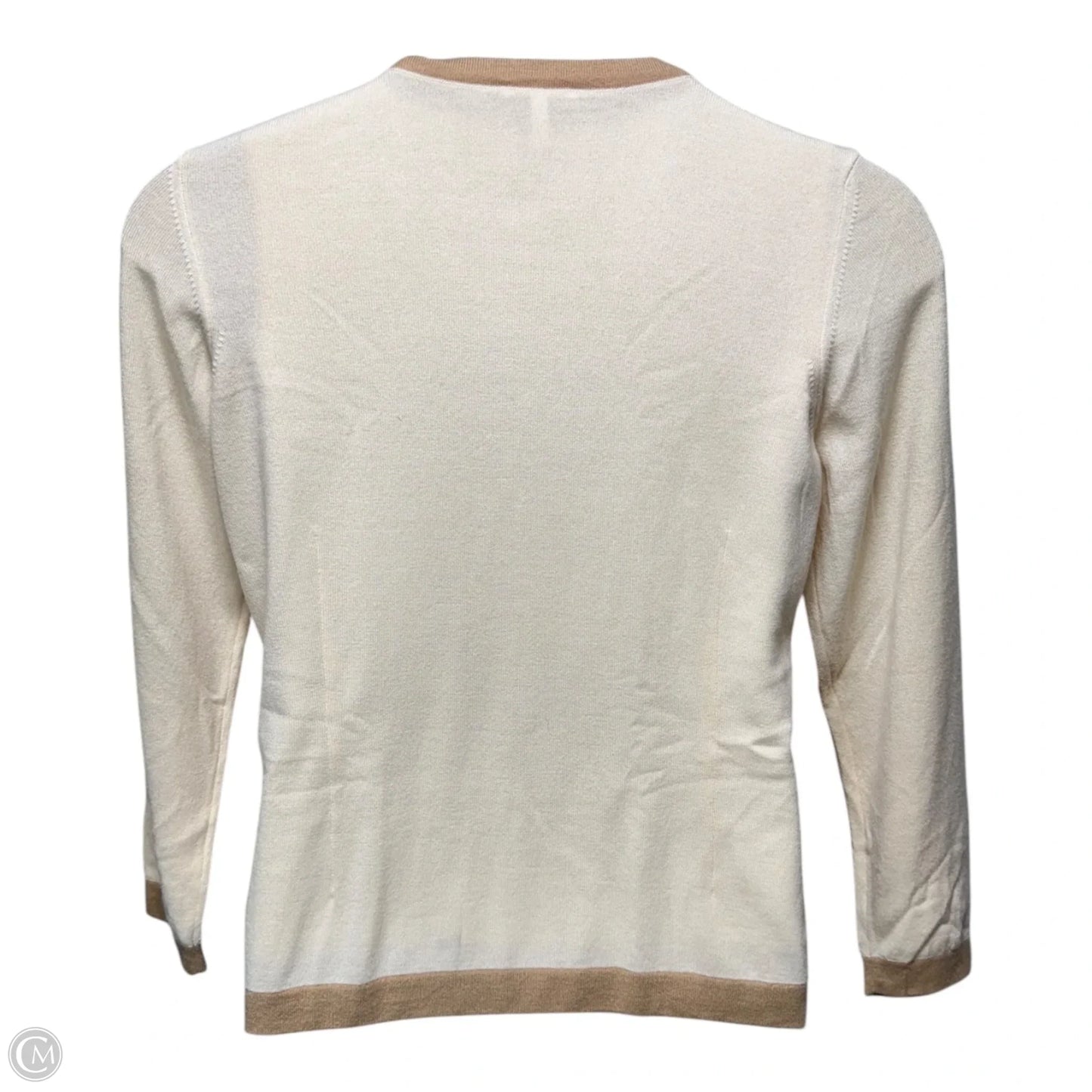 Cashmere Sweater Cardigan Two Piece Set Designer By Escada In Cream, Size: 10