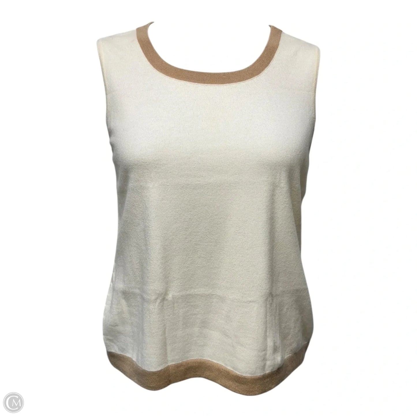 Cashmere Sweater Cardigan Two Piece Set Designer By Escada In Cream, Size: 10