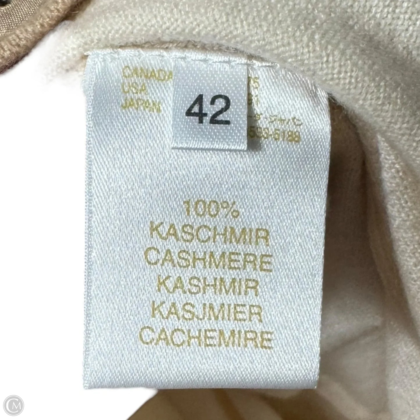 Cashmere Sweater Cardigan Two Piece Set Designer By Escada In Cream, Size: 10