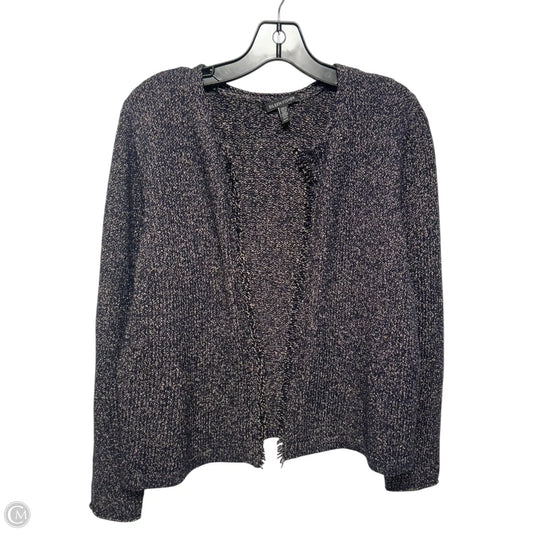 Wool Blend Sweater Cardigan By Eileen Fisher In Blue & Pink, Size: M