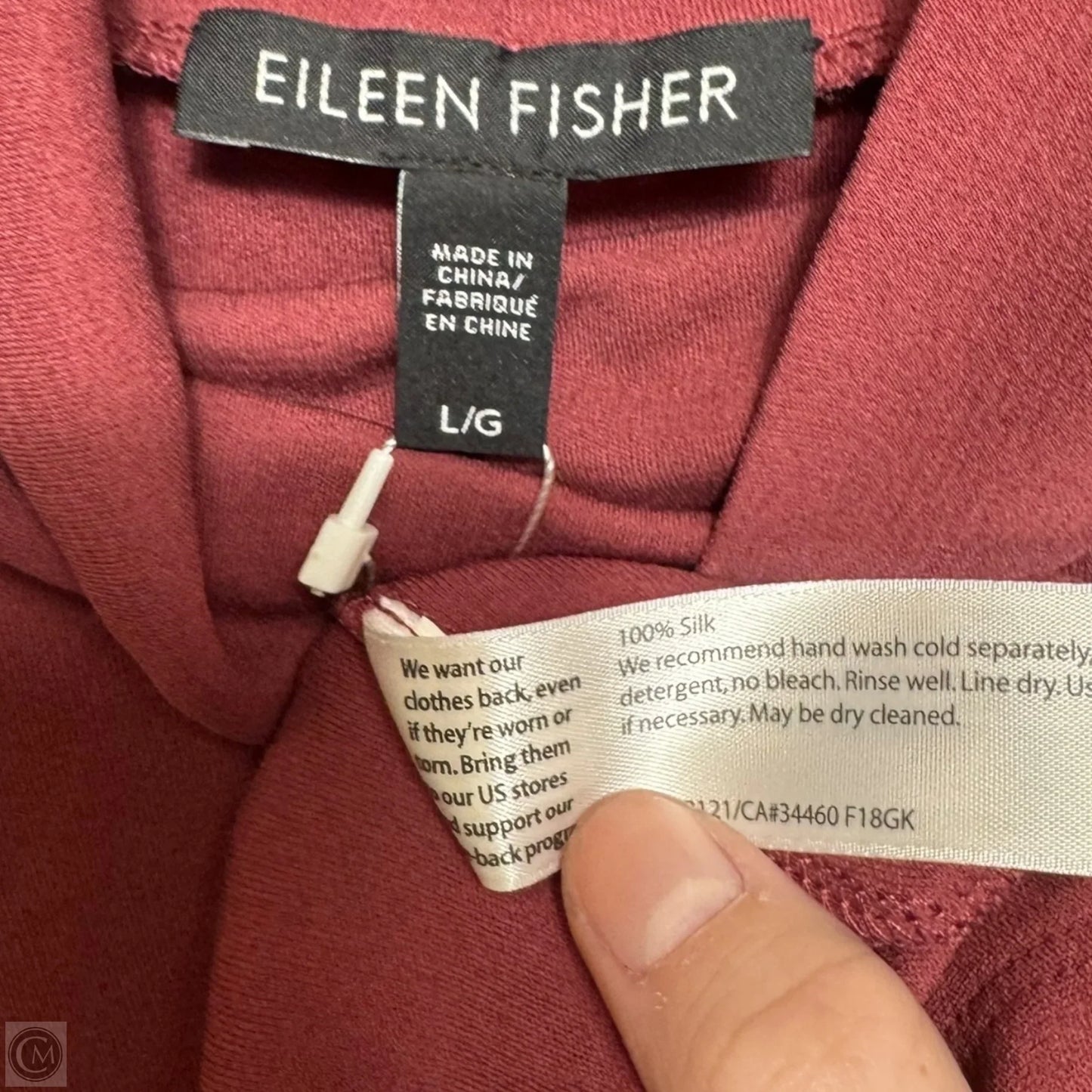 Silk Jersey Top Long Sleeve By Eileen Fisher In Red, Size: L