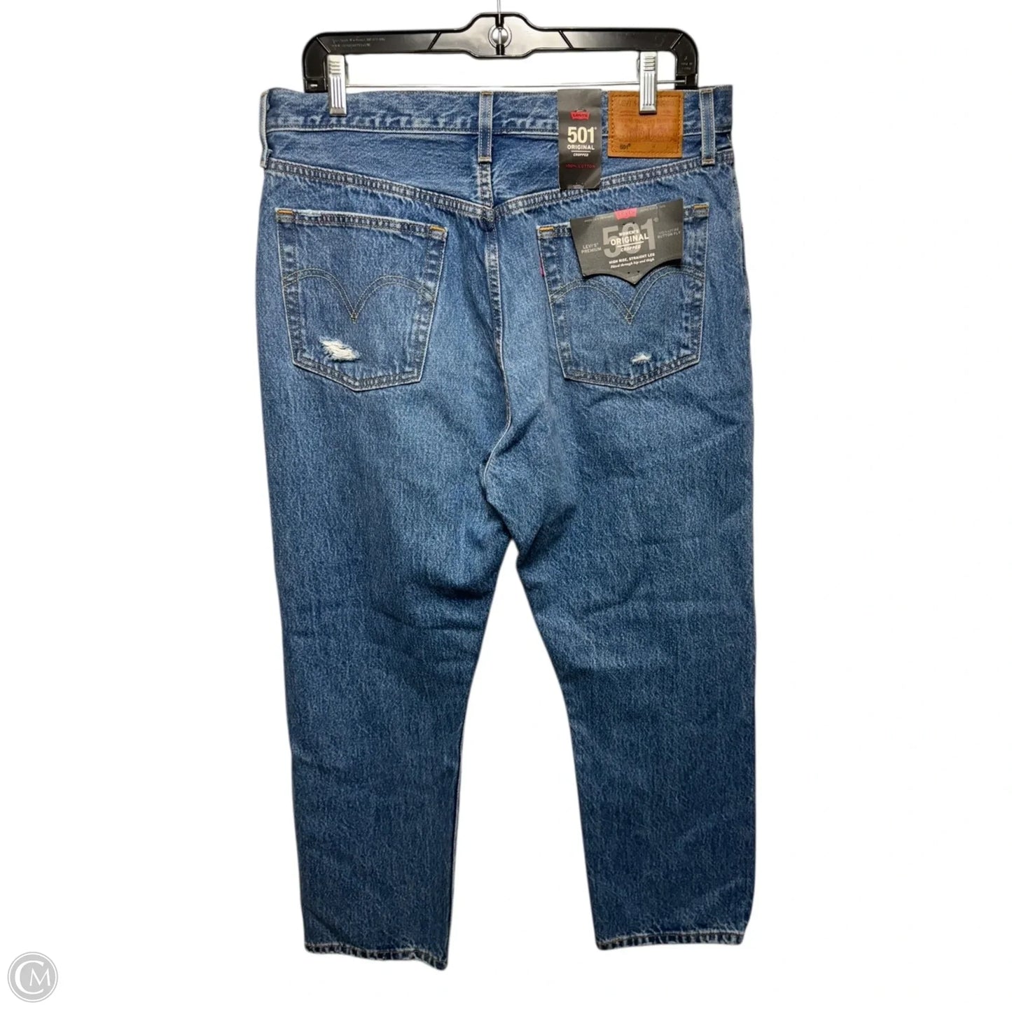 501 Jeans Cropped By Levis In Blue Denim, Size: 14