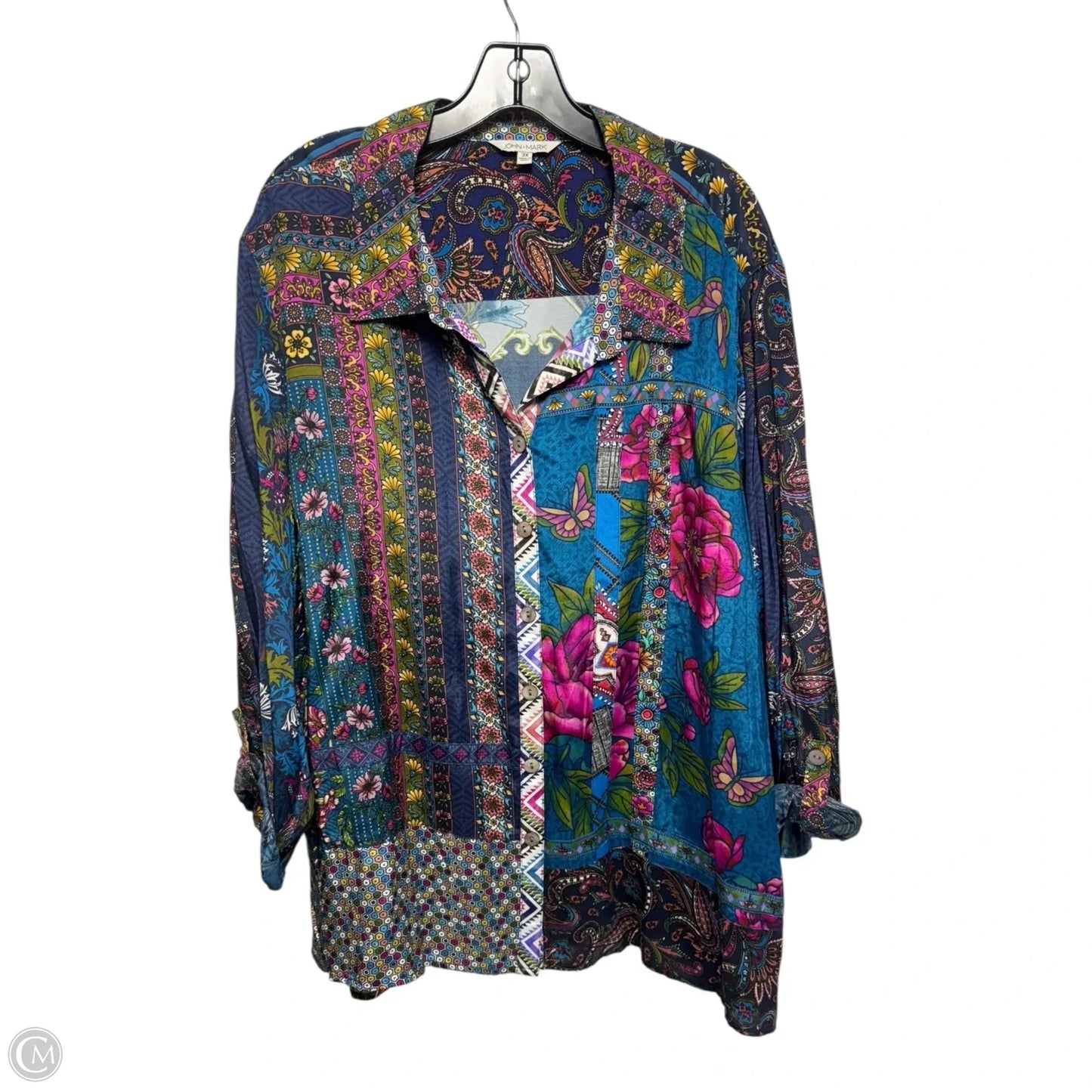 Putting On The Ritz Top Long Sleeve By John Mark In Floral Print, Size: 3x