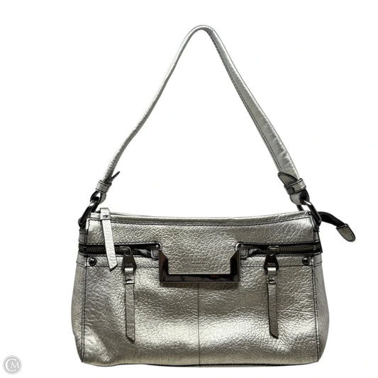 Metallic Leather Shoulder Bag By Perlina, Size: Medium