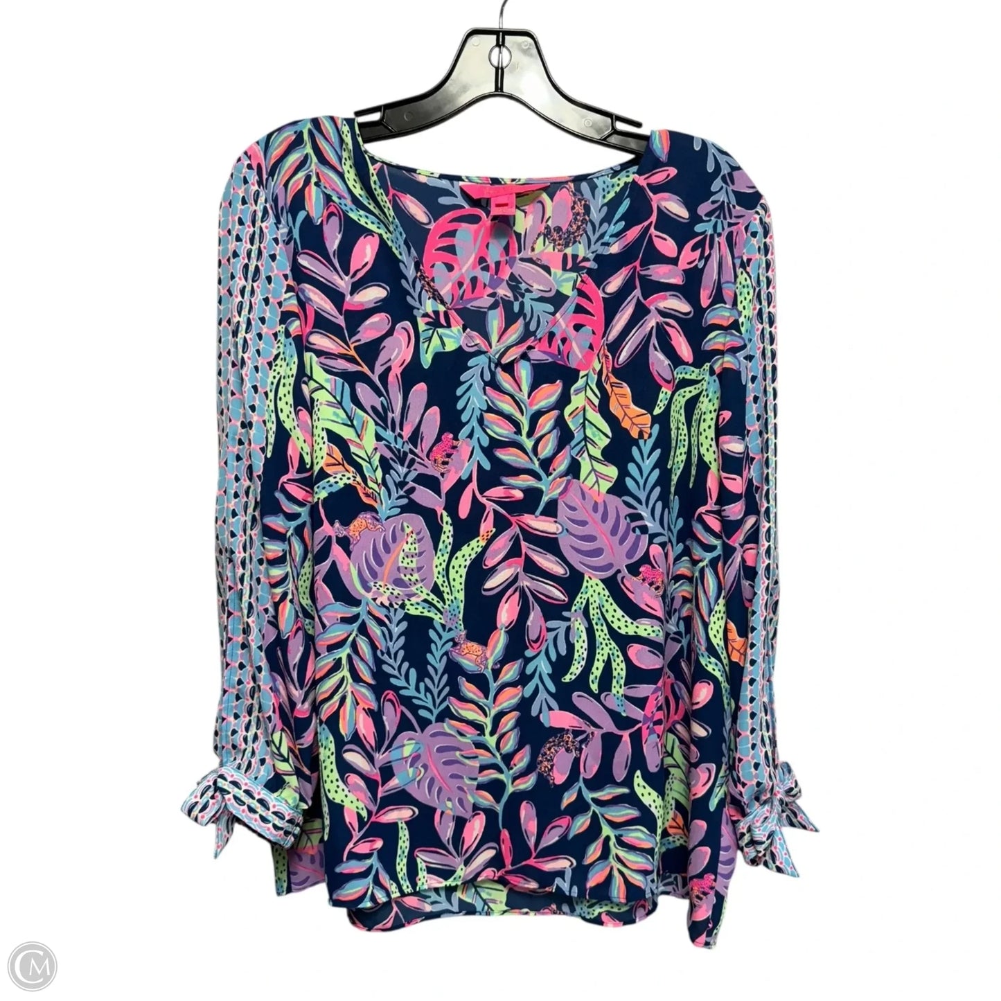 Pamela Top Designer By Lilly Pulitzer In Oyster Bay Navy You’ve Been Spotted Engineered, Size: L