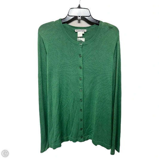 Silk Blend Sweater Cardigan By Winter Silks In Green, Size: Xl