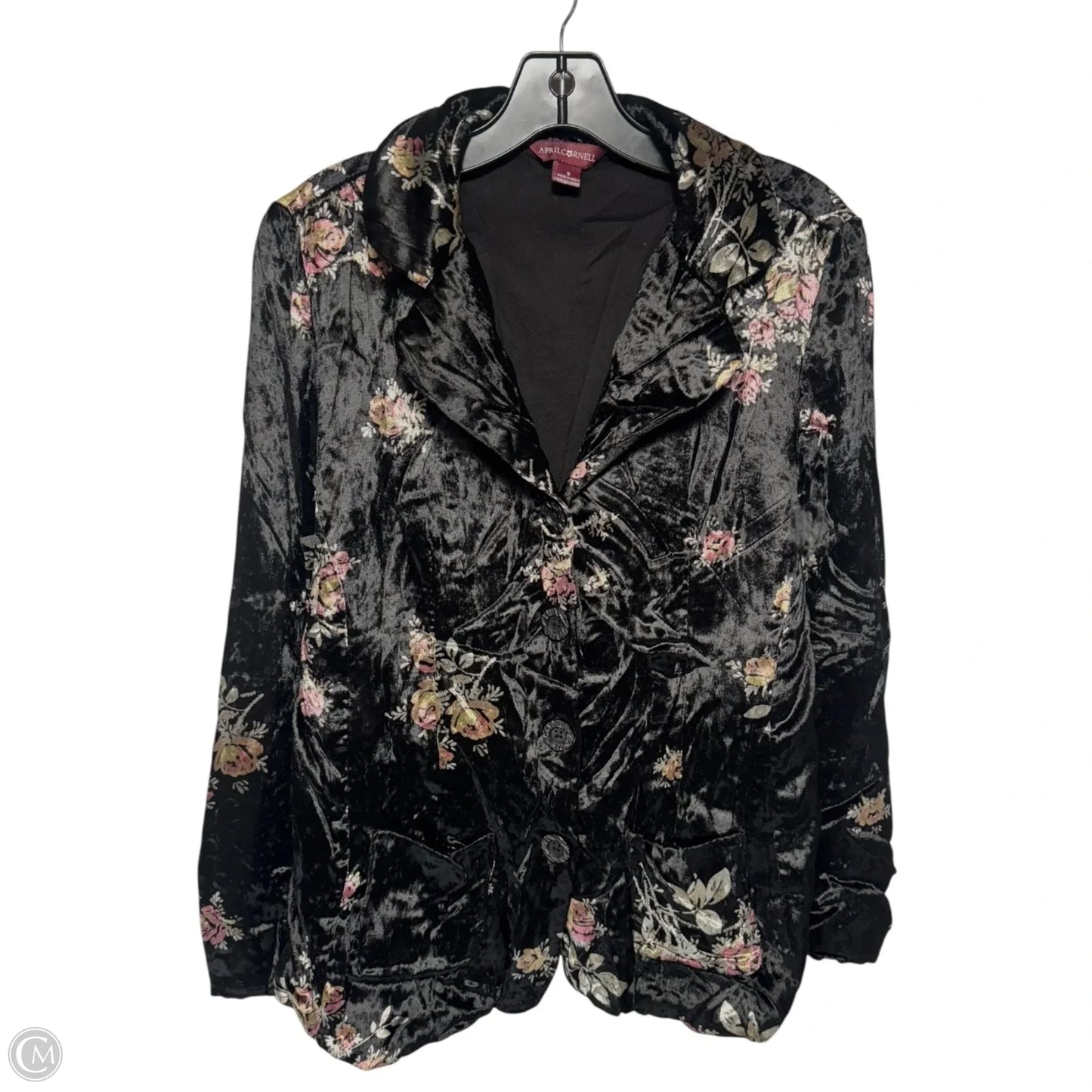 Floral Velvet Blazer By April Carnell In Black, Size: S