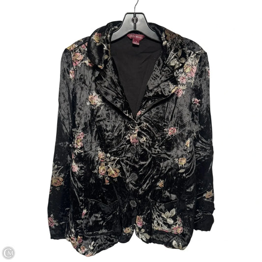 Floral Velvet Blazer By April Carnell In Black, Size: S