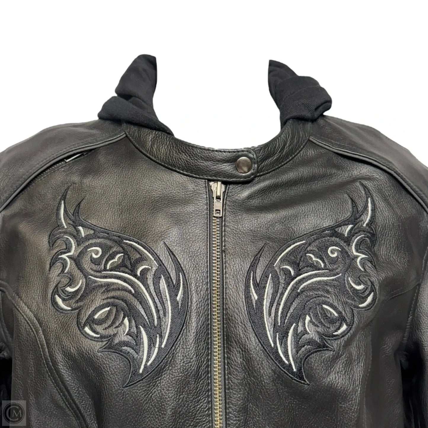 Embroidered Motorcycle Jacket Leather By X Element In Black, Size: 2x