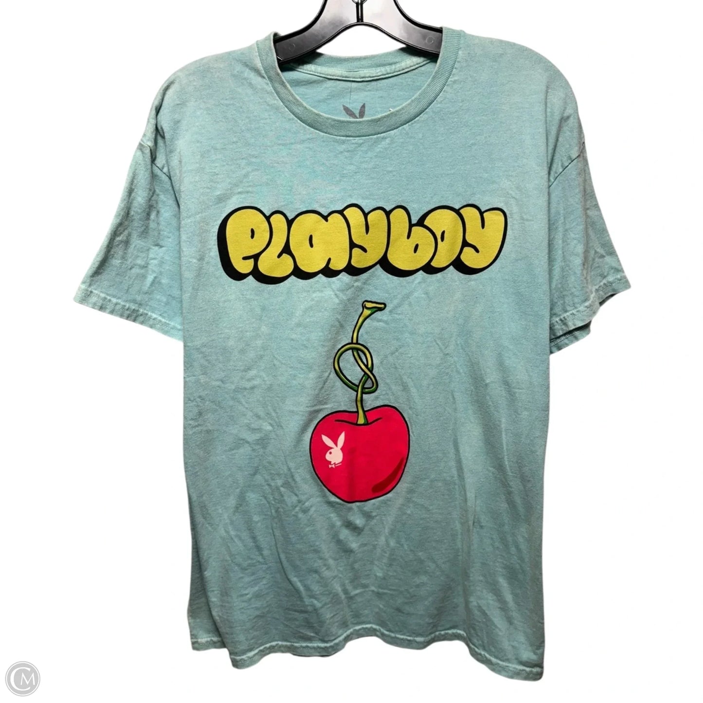 Top Short Sleeve Basic By PLAYBOY In Aqua, Size: L