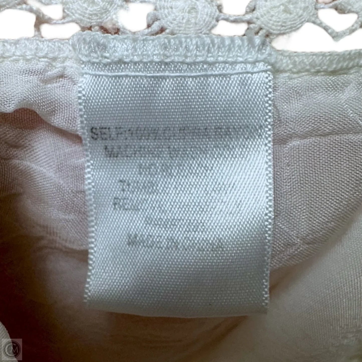 Crochet Lace Embroidered Tunic Short Sleeve By Johnny Was In Cream, Size: S