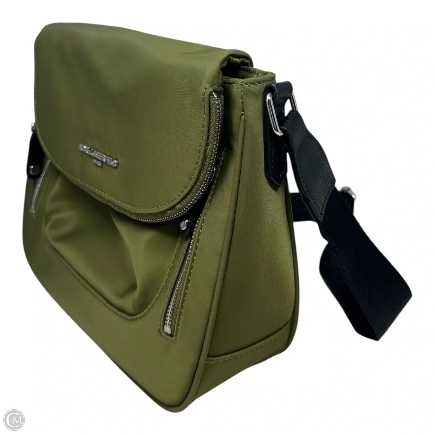 Cara Nylon Messenger Handbag Designer By Karl Lagerfeld, Size: Medium