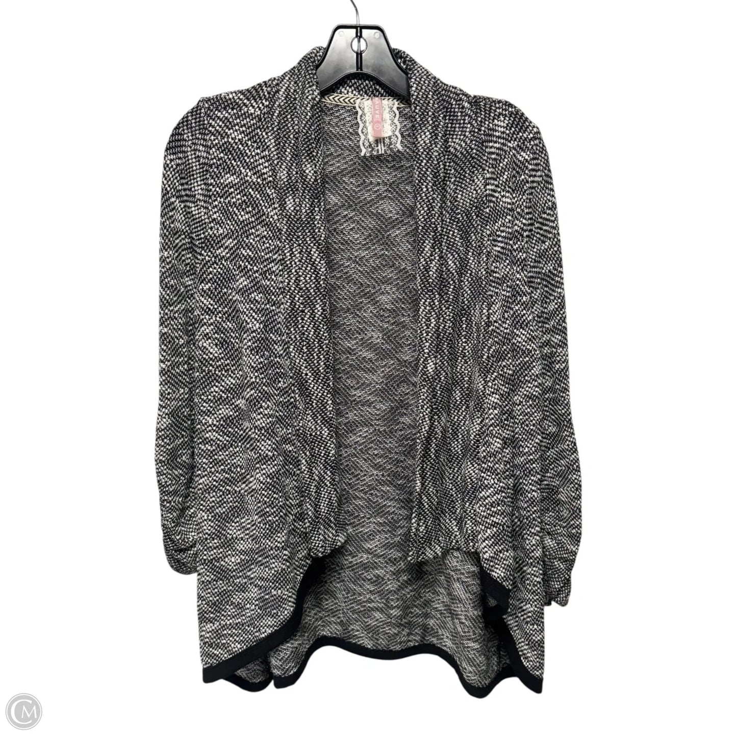 Sweater Cardigan By Mauve In Black & White, Size: L