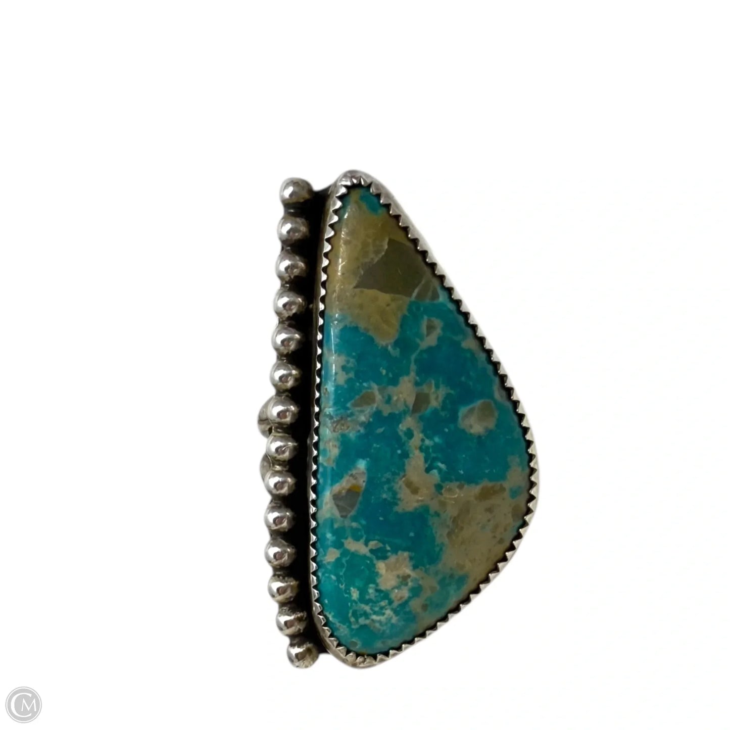 Navajo Sterling Silver & Kingman Turquoise Statement Ring, Size: 7