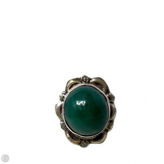 Vintage Native Sterling Silver Chrysoprase Cabachon Ring, Size: 7