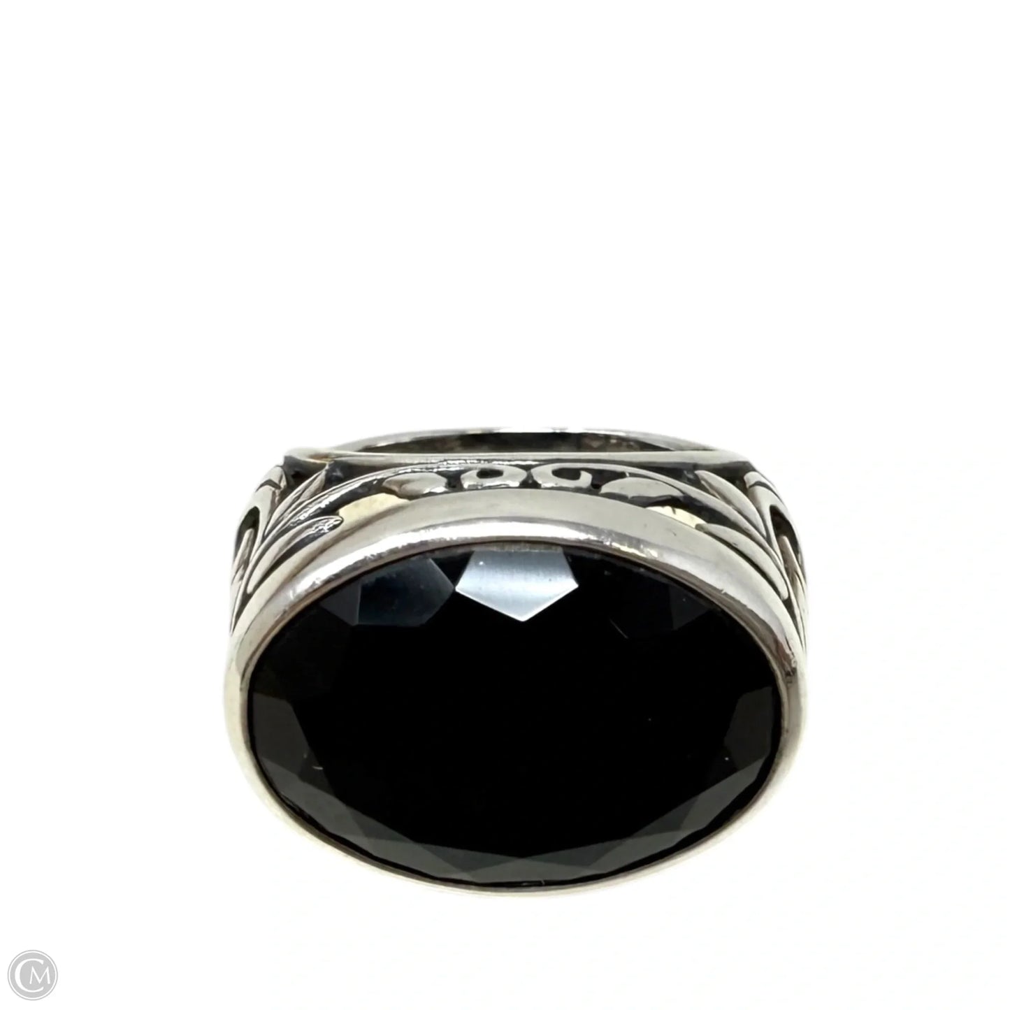 Sterling Silver, Onyx Chalcedony, Smoky Swirl Filigree Ring By Silpada, Size: 7