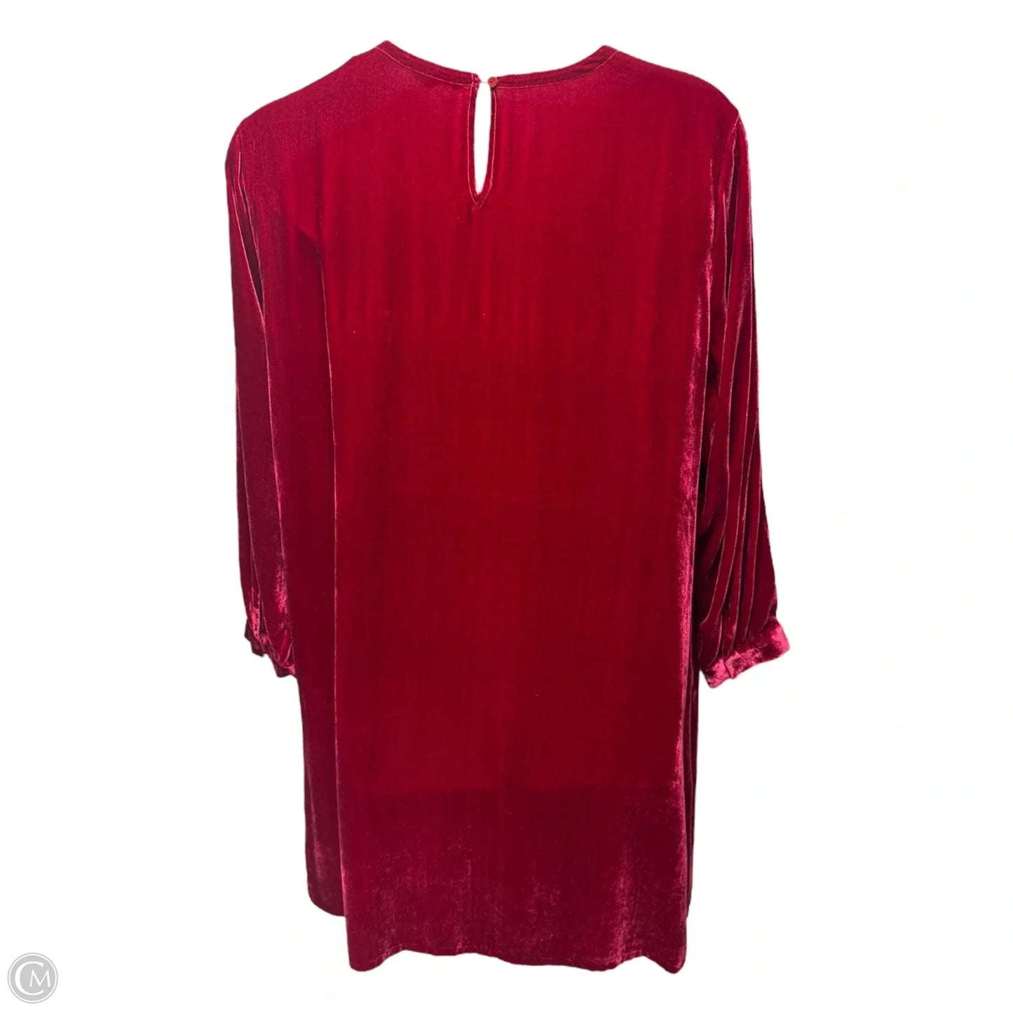 Silk Blend Velvet Ruby Crew Neck Dress By Eileen Fisher In Red, Size: XL