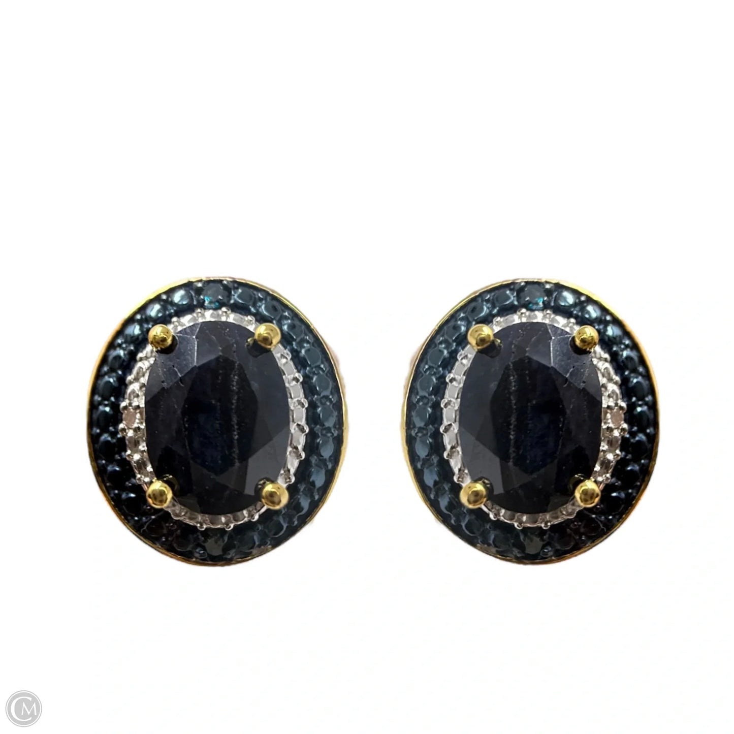 Sterling Silver Double Halo Crystal Earrings