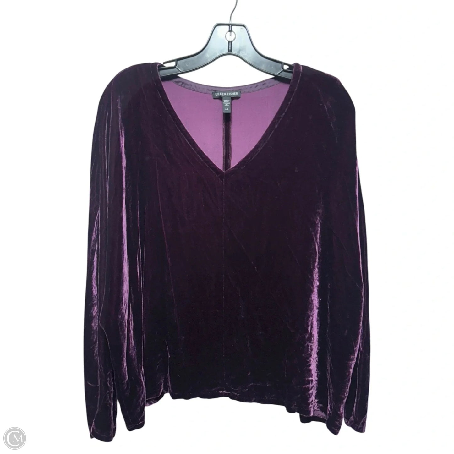 Velvet Silk Blend Top Long Sleeve By Eileen Fisher In Purple, Size: L